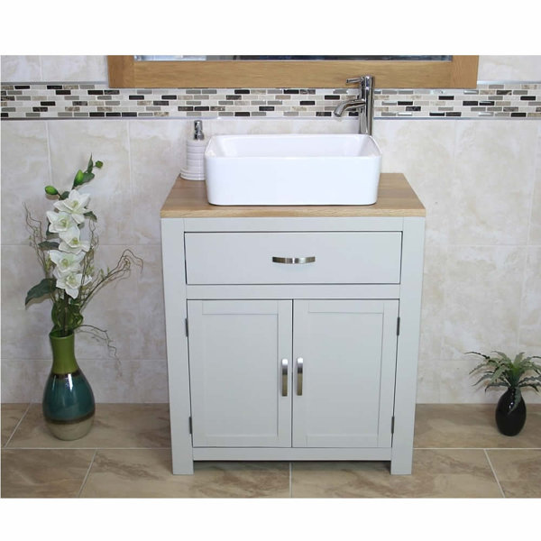 17 Stories Ardsley Solid Oak 70mm FreeStanding Vanity Unit Wayfair.co.uk